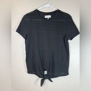 Madewell Texture & Thread black tie-front short-sleeve shirt in black